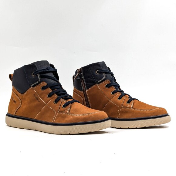 Geox Men Riddock Waterproof Brown Lace-up Zip Ankle Boots size 6.5 - Picture 1 of 9